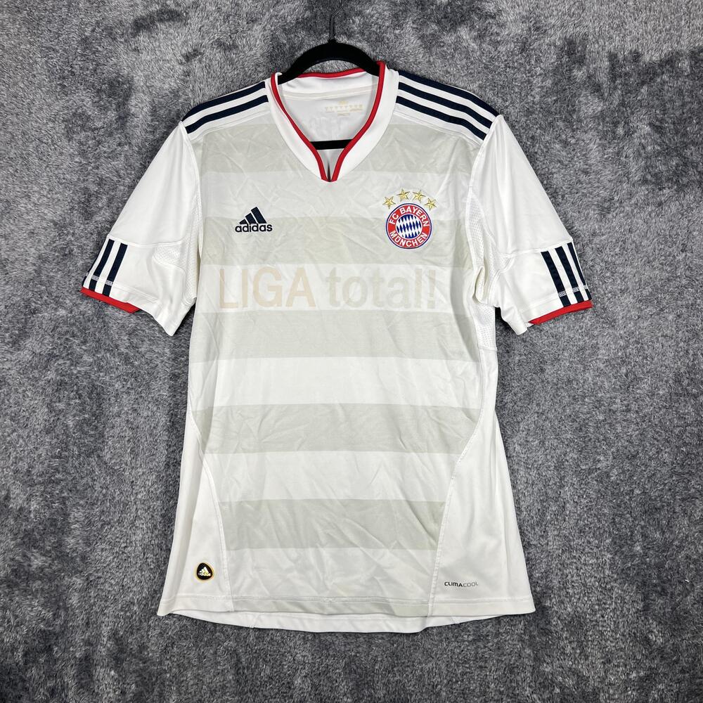 Adidas Bayern Munchen Jersey Mens S White ClimaCool V-Neck Liga Total Graphic